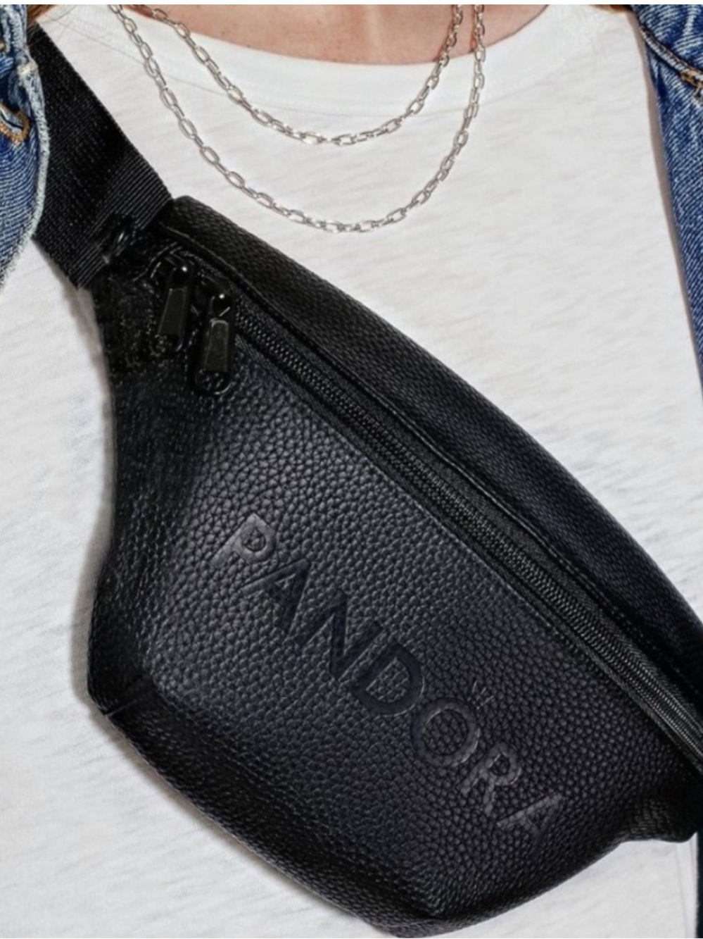 Limited Edition Pandora Black Pebbled Leather Crossbody Belt Bag